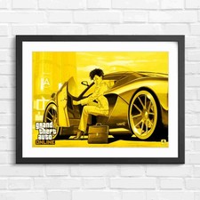 Listing image for Grand Theft Auto Online Business Woman Yellow Framed Wall Art Print Large