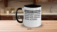 Listing image for SEO Expert Two Tone Coffee Mug, Hilarious Keyword Joke for Digital Marketers, SE