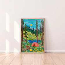 Listing image for A Camping Site in Middle of The Forest Poster Premium Quality Choose your Size
