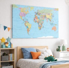 Listing image for World Map Canvas Wall Art Large Picture Print Home Office Decoration