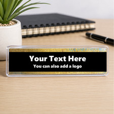 Listing image for Personalised Desk Plaque Sign Title Desk Name Plate - Office Desk Work Gold Edge
