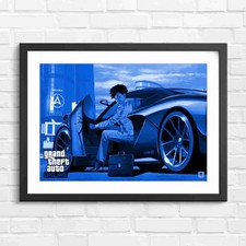 Listing image for Grand Theft Auto Online Business Woman Blue Framed Wall Art Print Large Picture