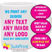 Listing image for Business Branded Marketing Printed Promotional Mugs,Bulk Buy from £1.69ea ex vat