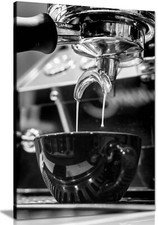 Listing image for Black & White Cafe Espresso Coffee Shop Close Up Framed Canvas Print Wall Art