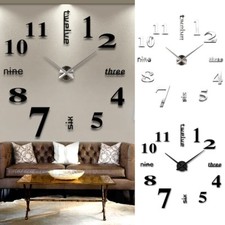 Listing image for Frameless DIY Wall Mute Clock 3D Mirror Surface Sticker Home Office Decor