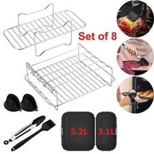Listing image for 8PCS Air Fryer Rack & Grills Steel Baking Pot Dual Silicone Basket Accessories