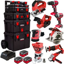 Listing image for Excel 18V 9 Piece Power Tool Kit 3 x 4.0Ah Batteries & Charger & Trolley Toolbox
