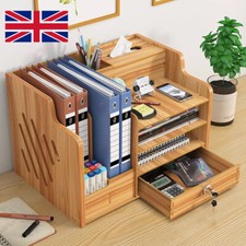Listing image for Wooden Office Desk Organizer Stationary Storage Home Tidy Storage Tabletop Stand