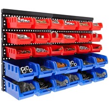 Listing image for WALL MOUNTED GARAGE STORAGE BIN WORKSHOP ORGANISER RACK DIY TOOL BOXES