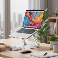 Listing image for Adjustable Laptop Stand for Desk – Portable Aluminum Riser, Foldable Ergonomic