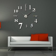 Listing image for DIY 3D Frameless Number Wall Clock Mirror Sticker Home Office Room Decor