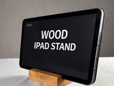 Listing image for Wood iPad Stand Home Office Desk Accessory Tablet Holder Wooden Desk Stand