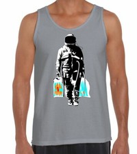 Listing image for Banksy Spaceman With Shopping Bags Men's Vest Tank Top - Graffiti T-Shirt